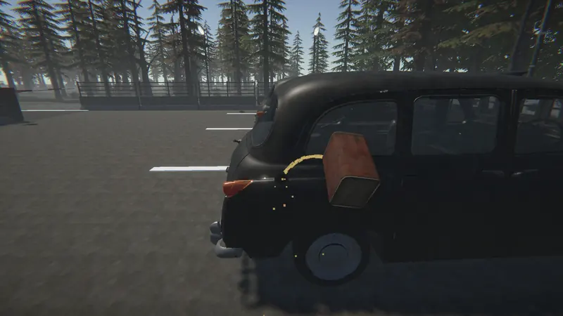 Refuelling a black cab from a red jerry can in daylight.